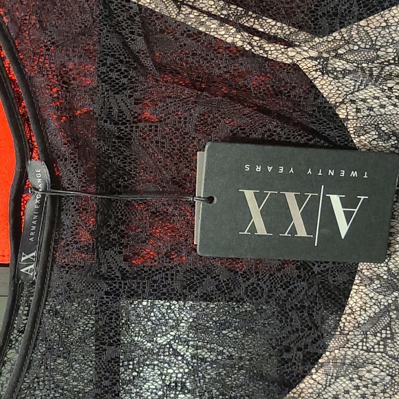 Armani Exchange AX, sheer lace pattern top with tank top, Size S - Picture 2 of 4